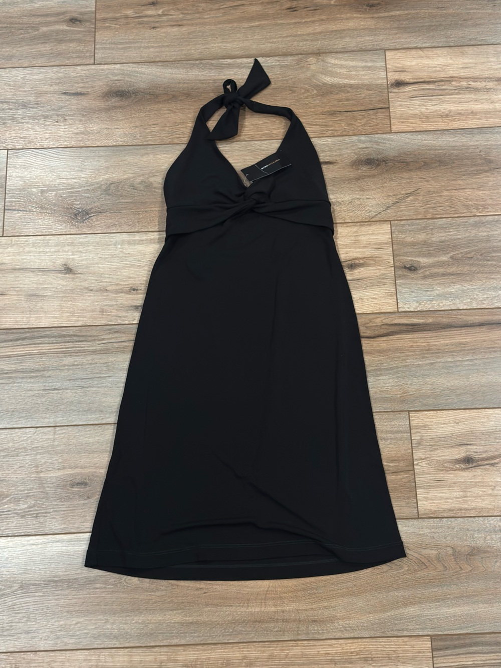 BCBGMAXAZRIA NWT Glam Black-tie Black Halter Neck Midi Dress | Size Small